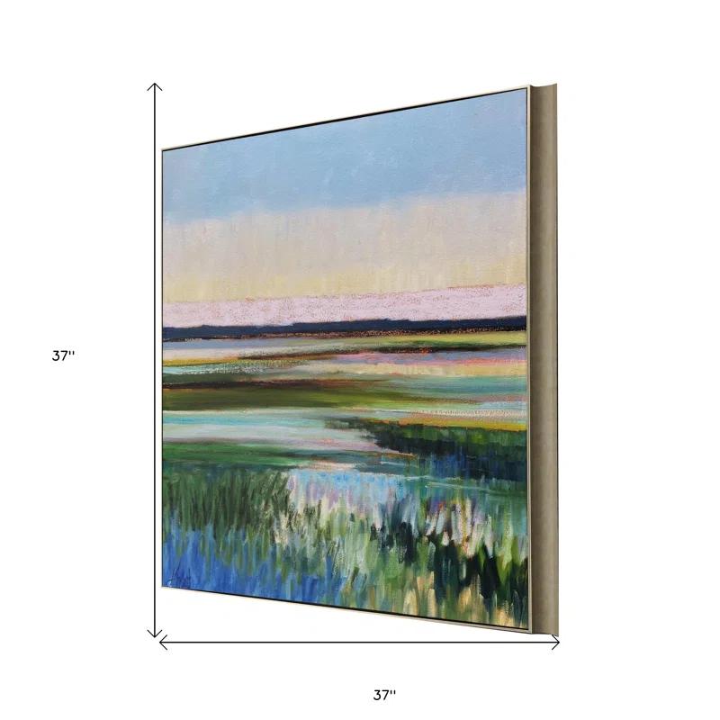 HomeRoots Tidal Waters Gold Framed Print Wall Art