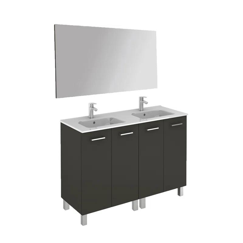 WS Bath Collections Logic 47.3'' Double Bathroom Vanity with Ceramic Top with Mirror