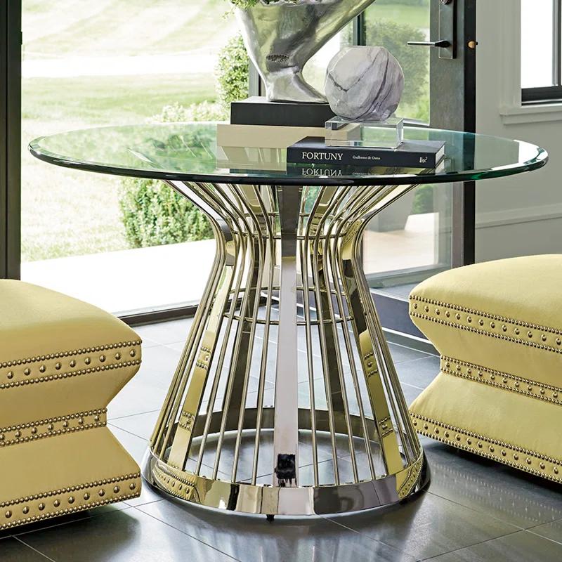 Lexington Ariana Riviera Stainless Dining Table with Glass Top