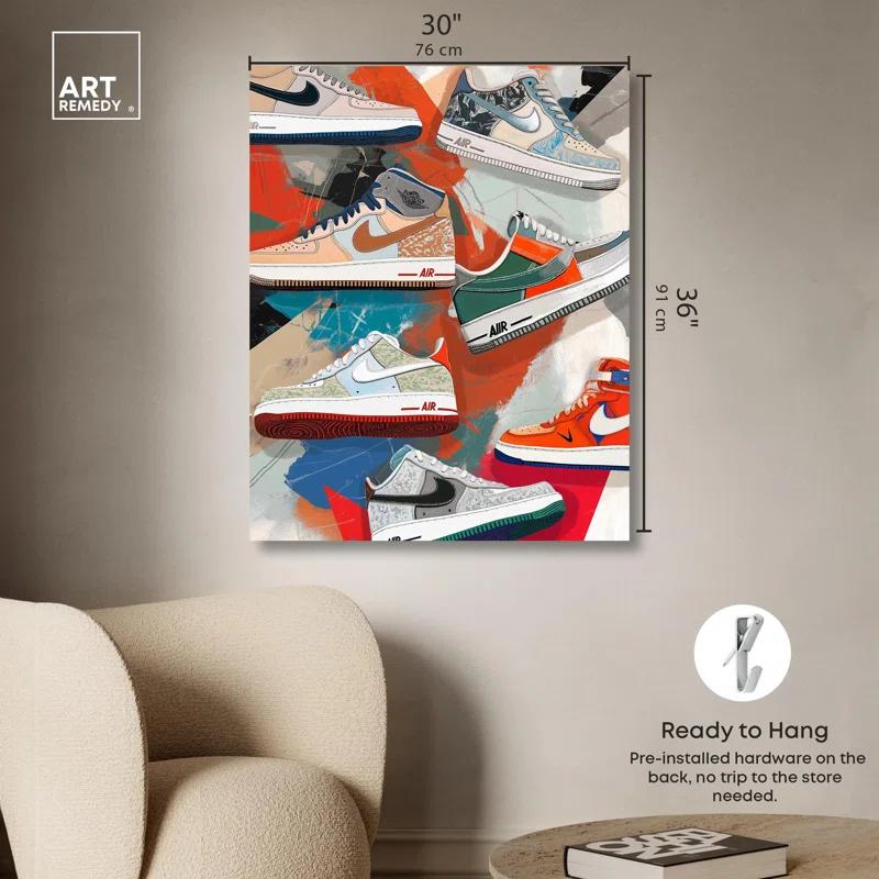 Art Remedy Sneaker Paint Collage Canvas Trendy Sneaker Art by Art Remedy