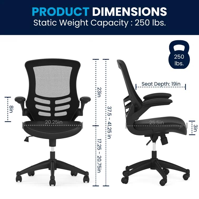 Flash Furniture Jayetta Mid-Back Mesh Swivel Ergonomic Office Chair with Flip-Up Arms