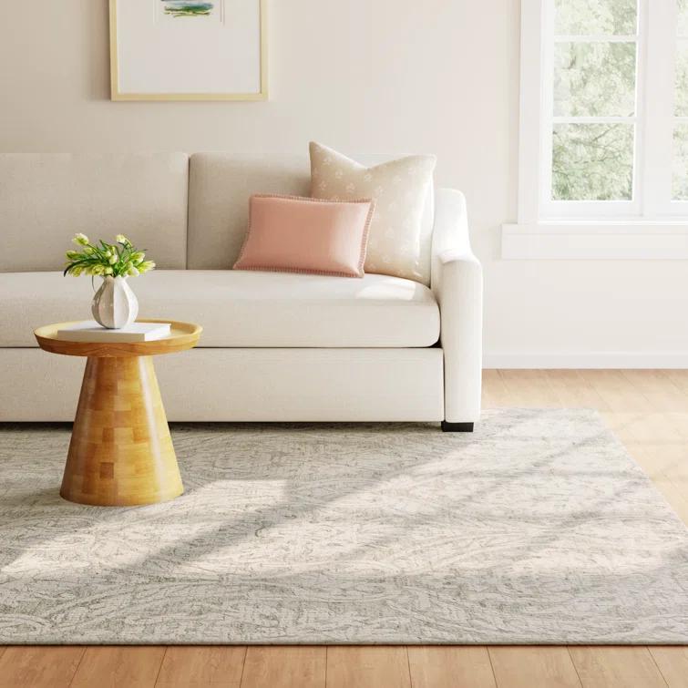 Rosemarie Abstract Handmade Tufted Wool Gray/Ivory Area Rug