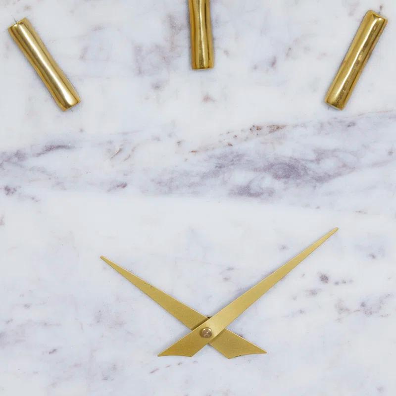 CosmoLiving by Cosmopolitan Marble Decorative Wall Clock with Gold Metal Accents