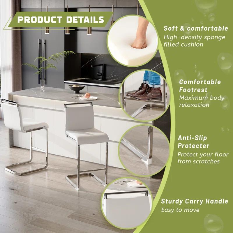 Ivy Bronx Mikale Upholstered Counter Stool with Metal Frame