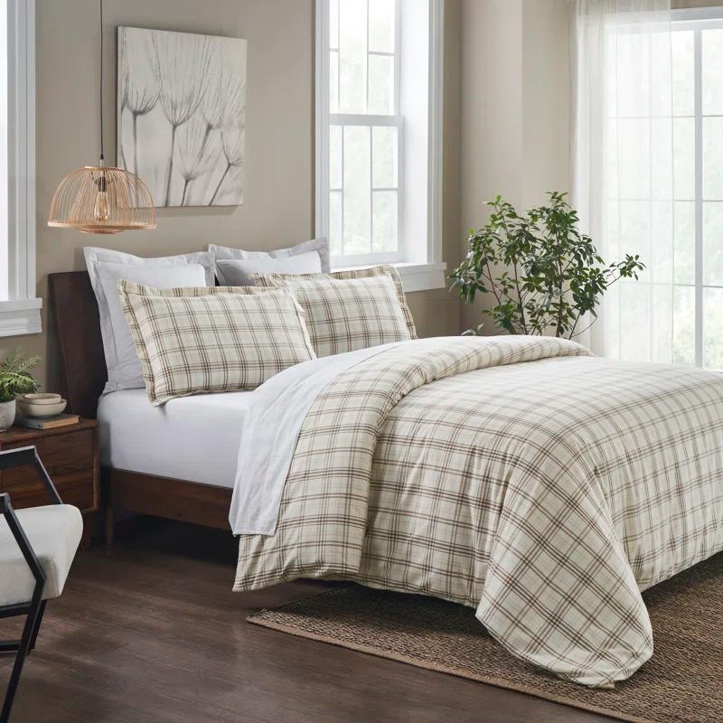 Superior Plaid Flannel Cotton Classic Modern Farmhouse Duvet Cover Set