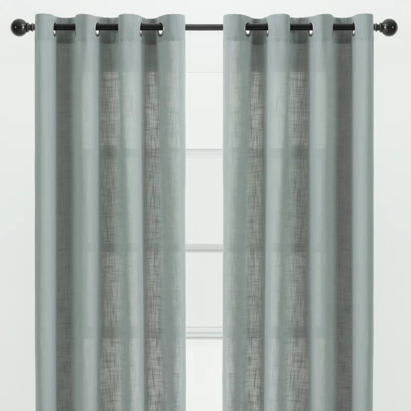 Eider & Ivory™ Monge Solid Semi Sheer Grommet Curtain Panels (Set of 2)