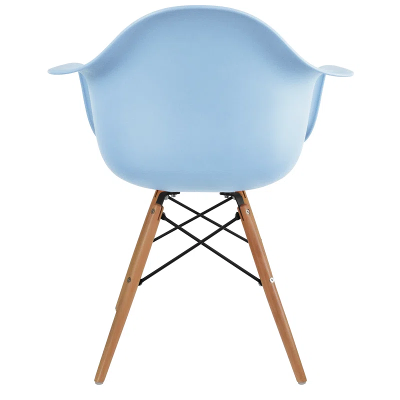 George Oliver Set of 2 Modern Dining Side Chairs from Molded Plastic Armchair Shell with Natural Wooden Legs | Wayfair