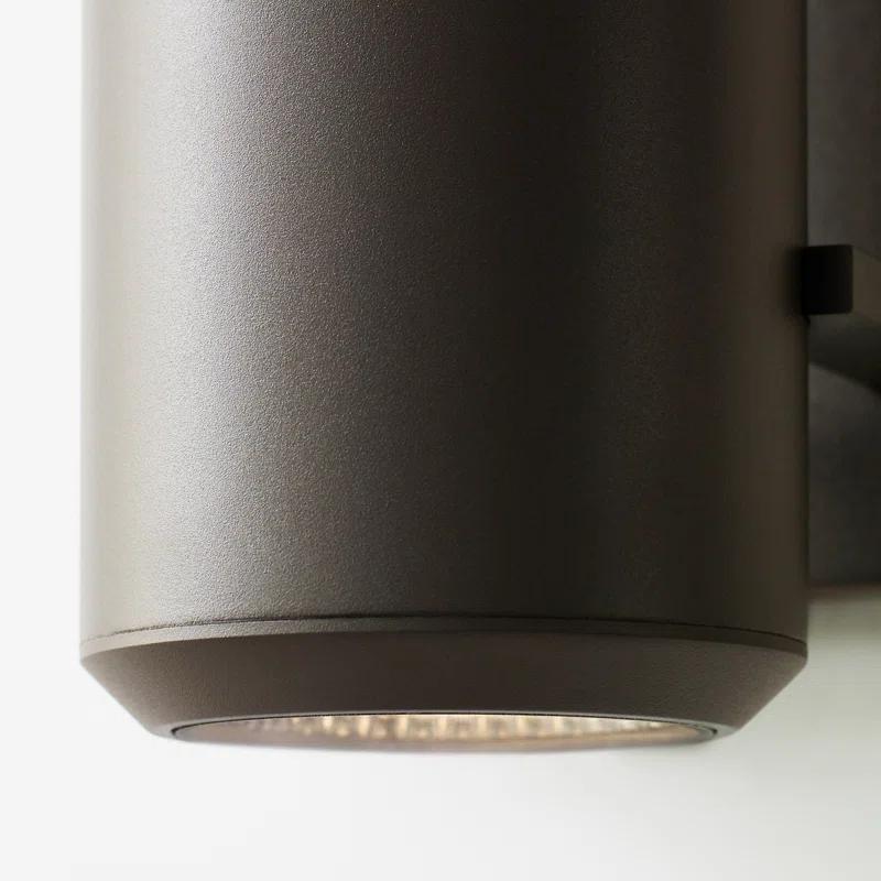 Bronze Cylinder Dual-Light LED Outdoor Wall Sconce