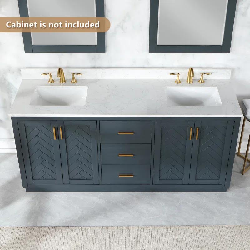 Ceres 73" Engineered Stone Double Bathroom Vanity Top with Sink