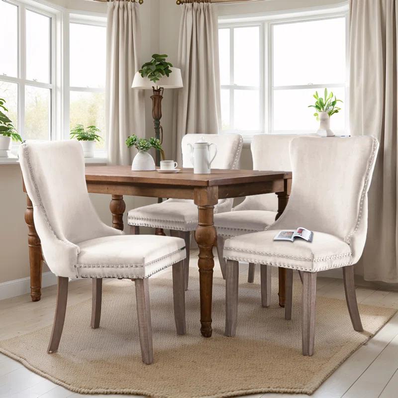 Rosdorf Park Velvet Kitchen Upholstered Dining Chair (Set of 4)