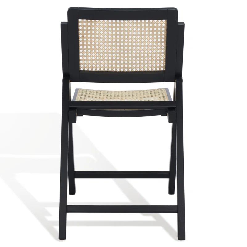 SAFAVIEH Couture Desiree Modern Cane Solid Folding Dining Chair, Black/Natural (Set of 2)