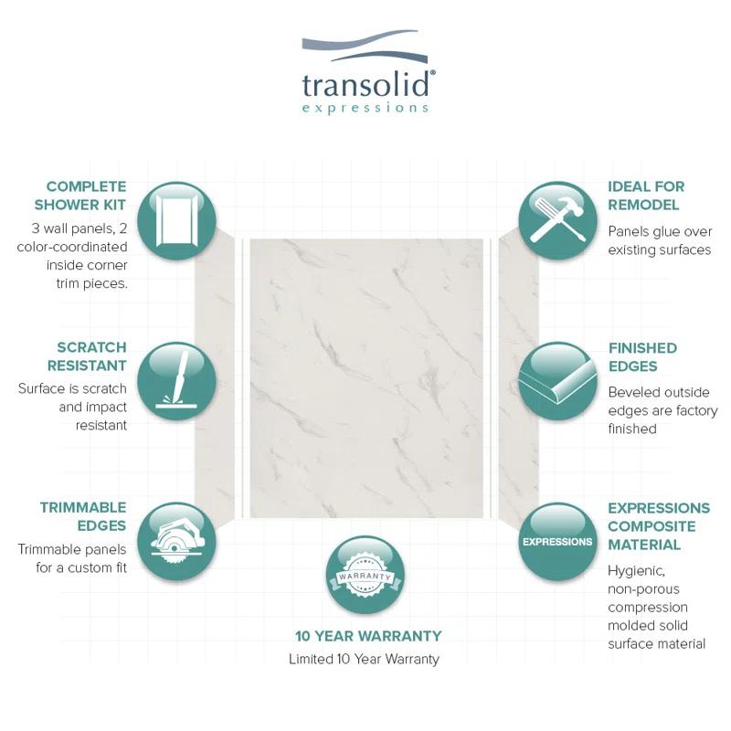 Transolid Expressions 60'' W 36'' D 72'' H Glue Up Solid Surface Wall
