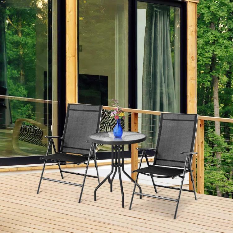 Corrigan Studio® Set Of 2 Adjustable Portable Patio Folding Dining Chair Recliners