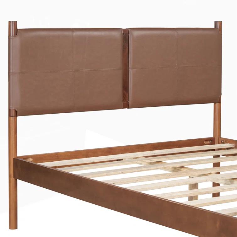 Christopher Knight Home Samson Queen Size Brown Leather Upholstered Platform Bed