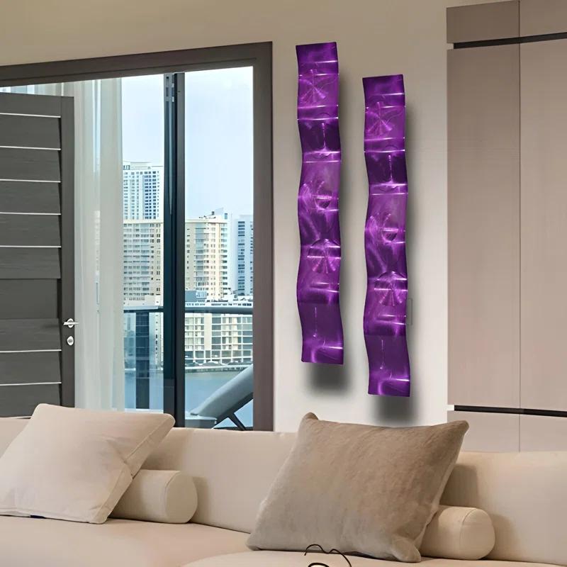 Handmade Modern Abstract Wall Decor on Metal (Set of 2)