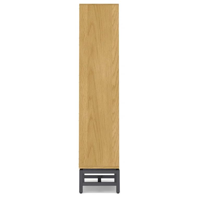Banting 30"W Solid Wood 4 Shelf Industrial Bookcase with 2 Drawers, Adjustable Shelves, and Metal Base
