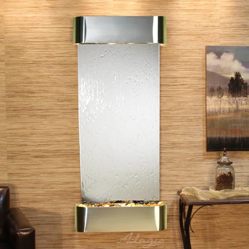 Adagio Fountains Inspiration Falls Hand Crafted Natural Stone Weather Resistant Wall Base Fountain with Light