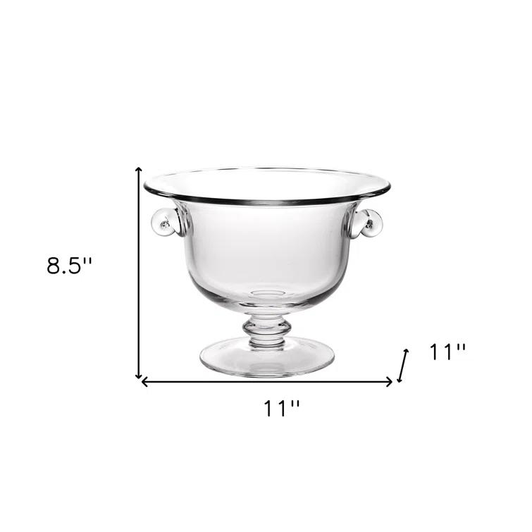 Wildon Home® Arpita 11" Clear Mouth  Blown Crystal Round Pedestal Centerpiece Bowl