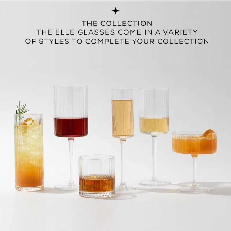 JoyJolt Elle Fluted Coupe Martini Glasses, 10oz (Set of 2)