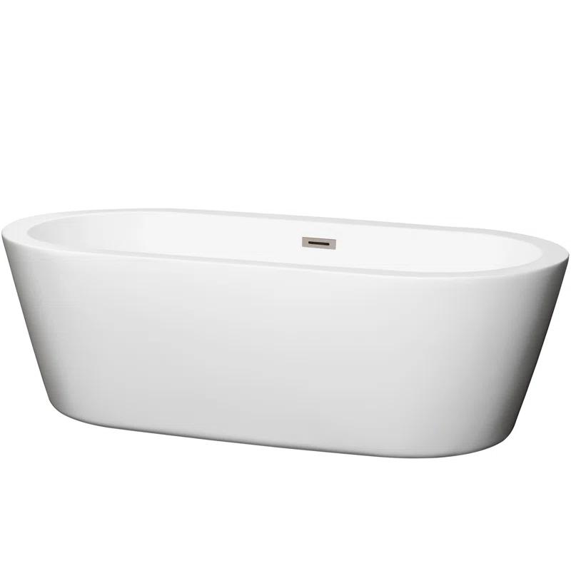Wyndham Collection WCOBT100371BNTRIM Mermaid 71'' x 33.5'' Freestanding Soaking Acrylic Bathtub