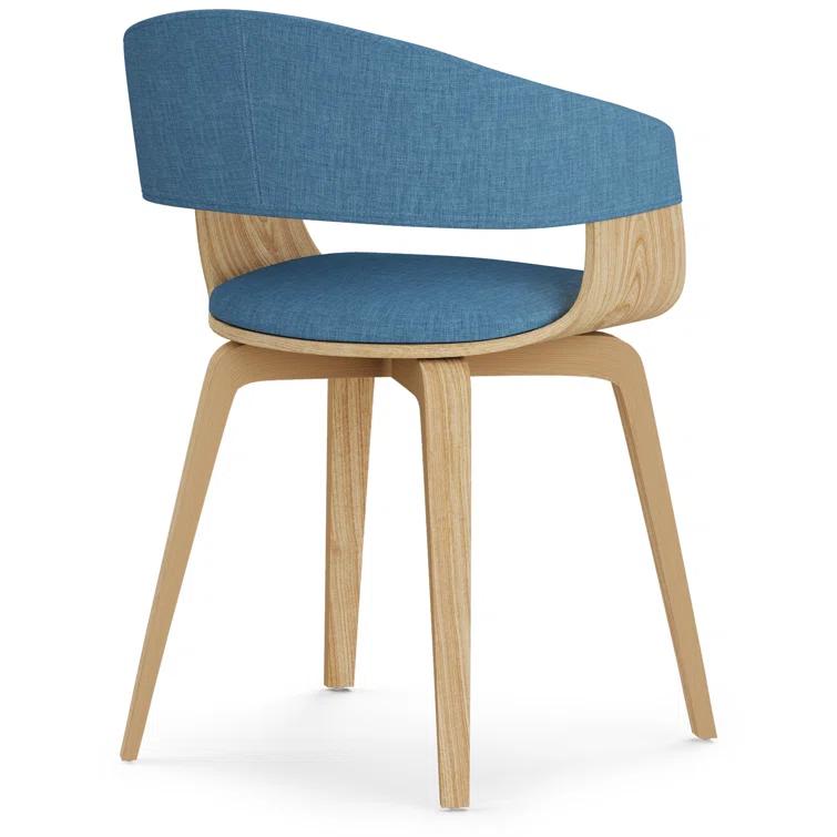 Lowell Bentwood Upholstered Dining Chair with Curved Backrest in Mid-Century Modern Style