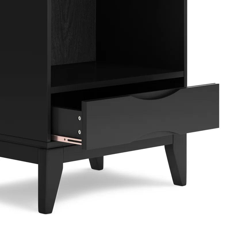 Simpli Home Harper 24"W Solid Hardwood 4 Shelf Mid-Century Modern Bookcase with Drawer and Adjustable Shelves