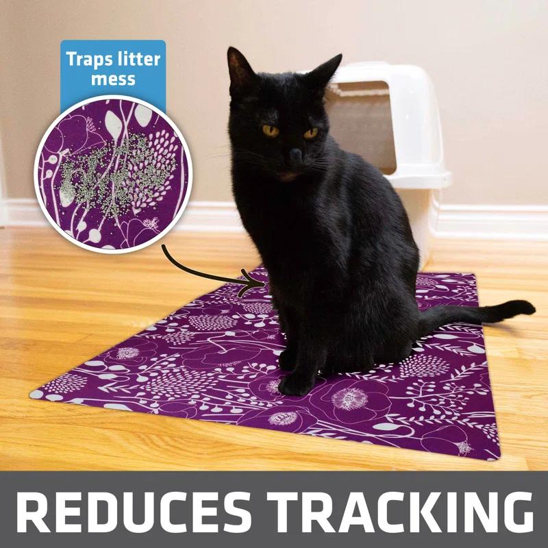 Cat Litter Mat for Litter Box, Protective & Decorative - Absorbent, Waterproof, Machine Washable