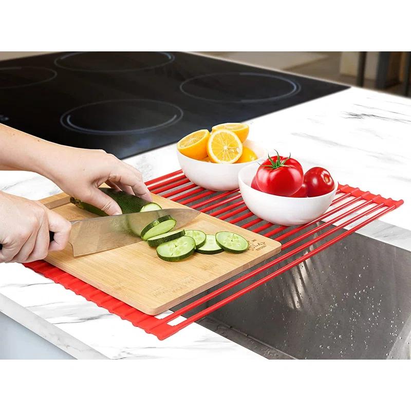 Zulay Kitchen Zulay Kitchen Large Roll Up Dish Drying Rack - Heavy Duty Silicone Wrapped Steel Rods Over Sink Dish Drying Rack
