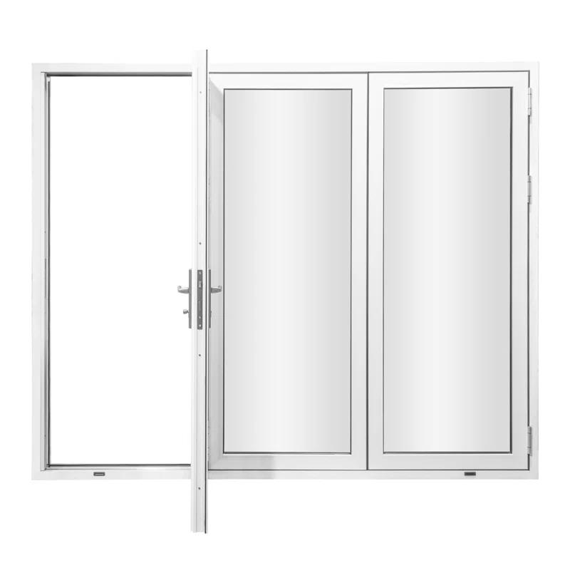 KaMic KaMic 96" inch - 3 Panels Glass Aluminum Folding Door In White