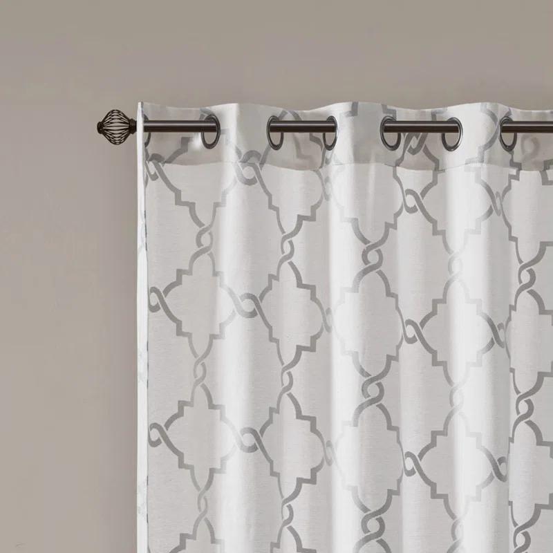 Madison Park Fretwork Print Grommet Top Single Window Curtain Panel