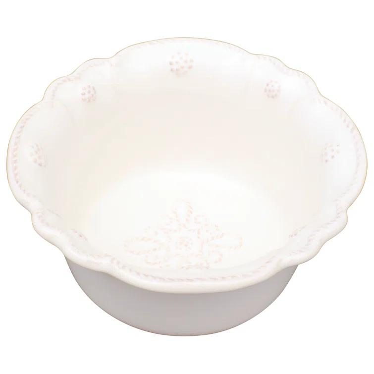 Whitewash Ceramic Stoneware Ramekin with Embossed Detailing