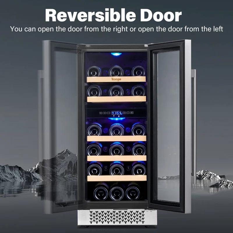 Yeego Yeego 28 Bottles 15" Dual Zone Wine Cooler Under Counter Compressor Wine Refrigerator