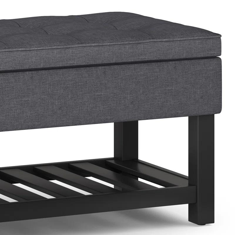 Simpli Home Saxon 43"W Tufted Transitional Storage Ottoman Bench with with Lift-Top Lid