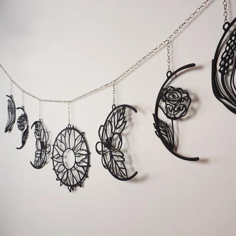 Floral Moon Phases Metal Wall Decor