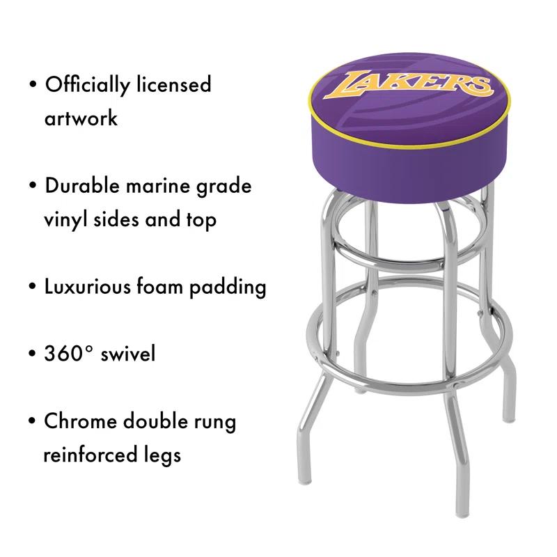 Trademark Global Swivel Upholstered Counter Stool with Metal Frame