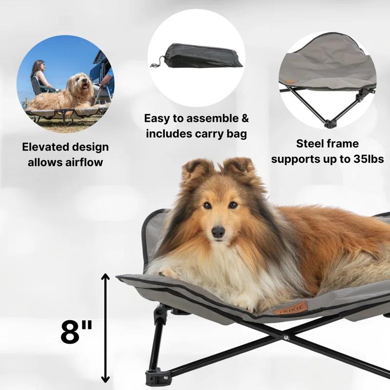 TRIXIE TRIXIE Camping Cot for Dogs, Elevated Dog Bed, Folding Padded Pet Bed, Raised Travel Lounger for Dogs