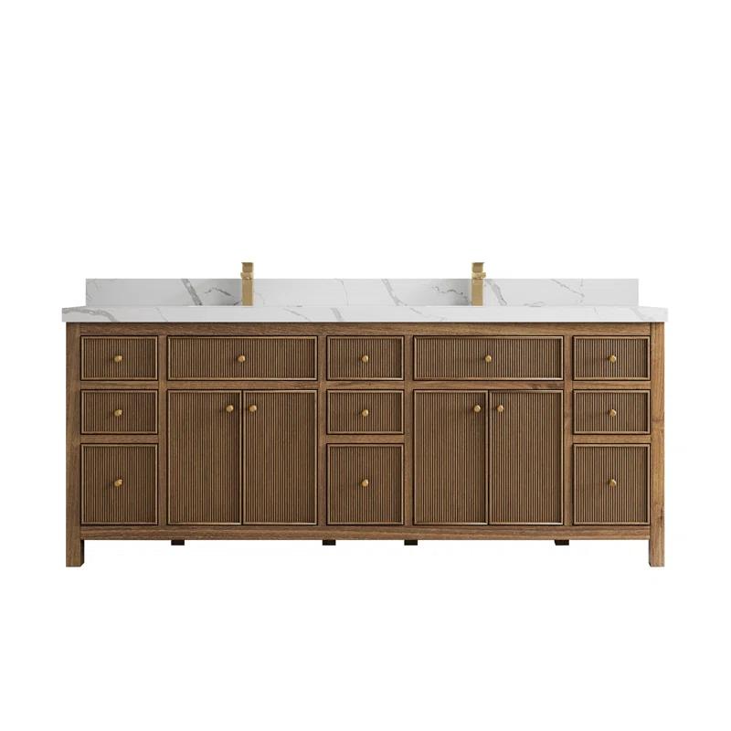 Willow Collections 84'' Double Bathroom Vanity with Quartz Top