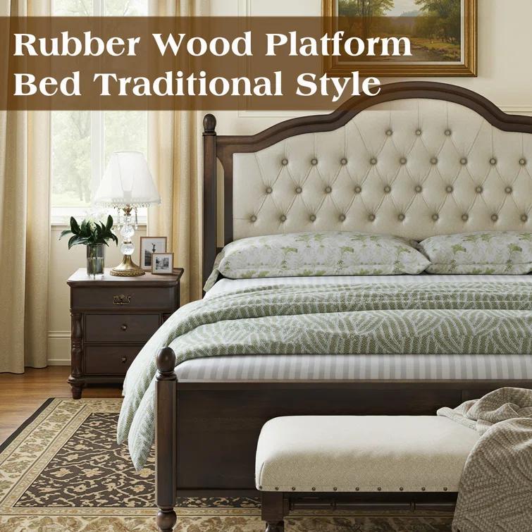 Lark Manor™ Amilio Upholstered Bed Solid Wood Platform