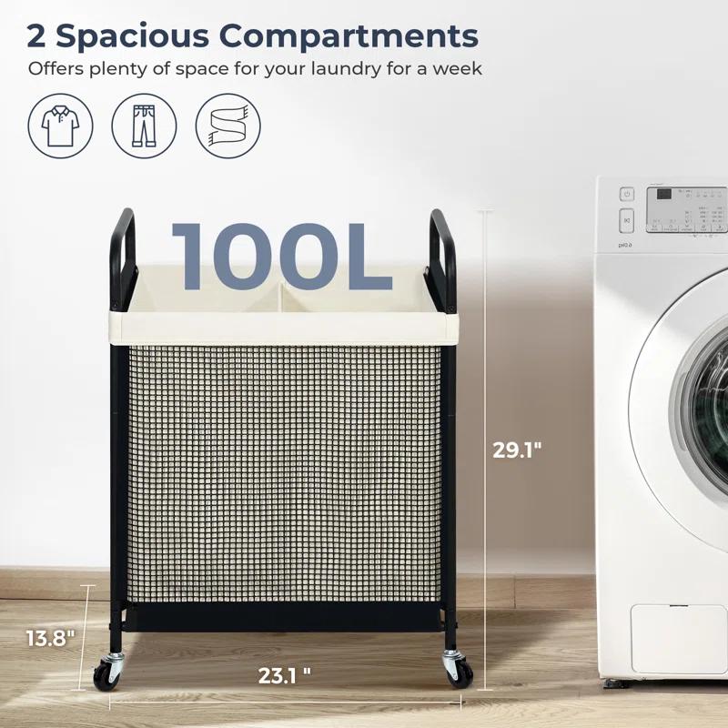 BTERAZ Laundry Hamper, 2-Section