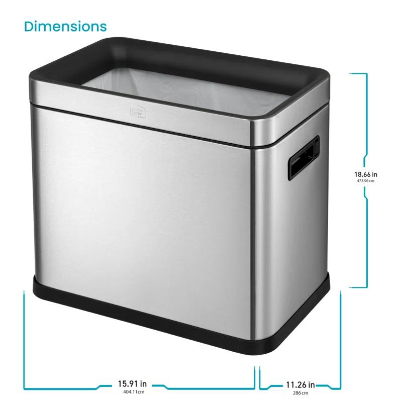 Home Zone Living Steel Open Kitchen Trash Can - 8.7 Gallons
