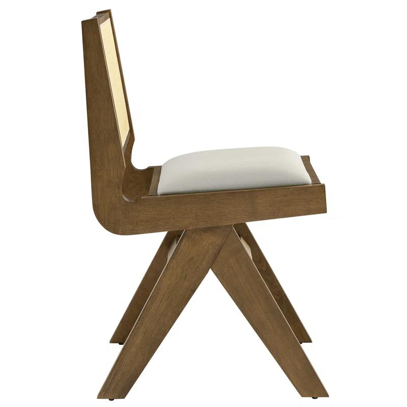 Modway Thera Vegan Leather And Cane Dining Side Chairs Set Of 2