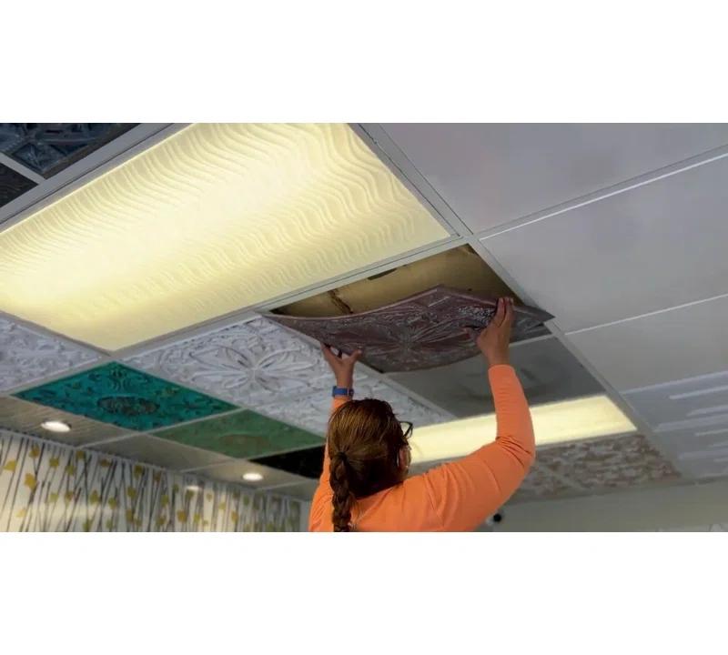 FromPlainToBeautifulInHours Milan 2 Ft. x 2 Ft. Drop-In or Glue-Up PVC Ceiling Tile & Reviews | Wayfair
