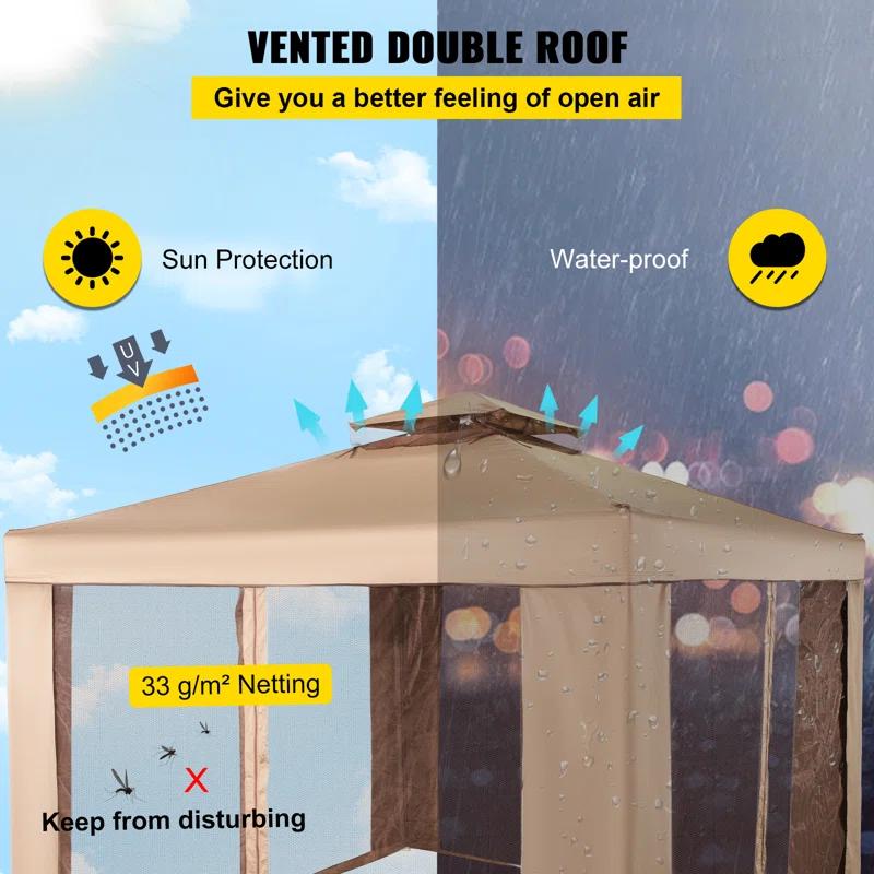 VEVOR 10 Ft. x 10 Ft. Metal Patio Gazebo