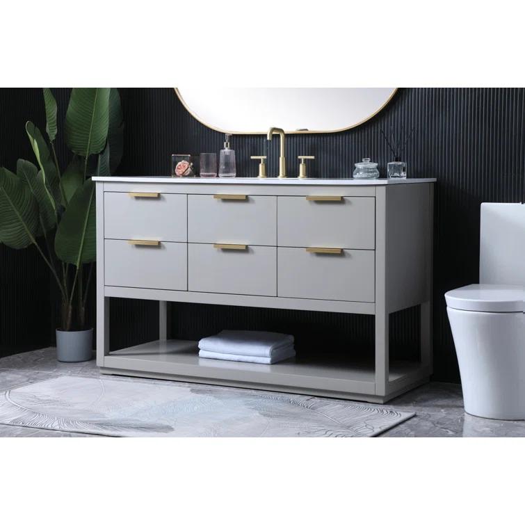 Joss & Main Felicity 54'' Single Bathroom Vanity with Engineered Marble Top