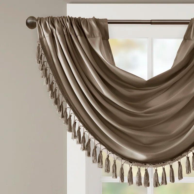 Madison Park Elena Faux Silk Waterfall Embellished 38'' W Window Valance