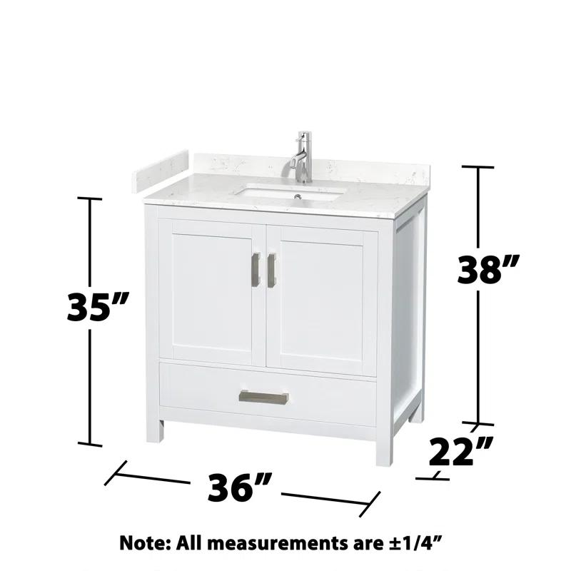 Wyndham Collection Sheffield 36" Freestanding Single Bathroom Vanity with Cultured Marble Top