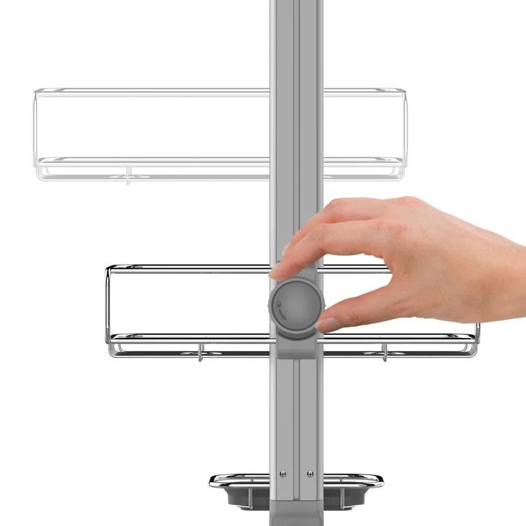 Simplehuman Medium Adjustable Shower Caddy, Stainless Steel/Anodized Aluminum Rust-Proof Frame