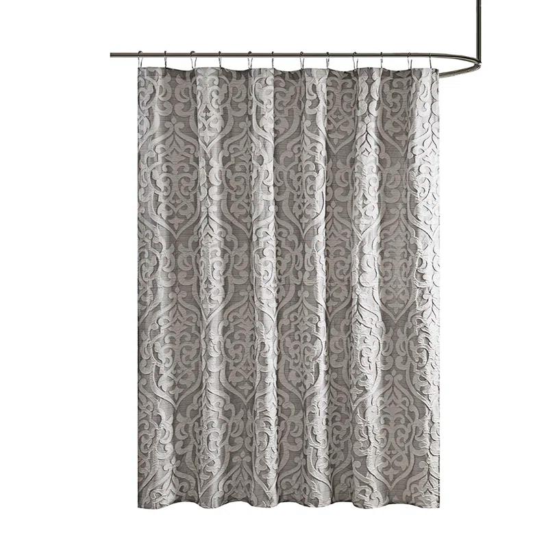 72"x72" Silver Damask Jacquard Shower Curtain