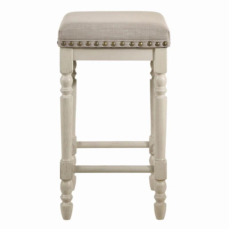 2PC Tan and Antique White Counter Height Stools
