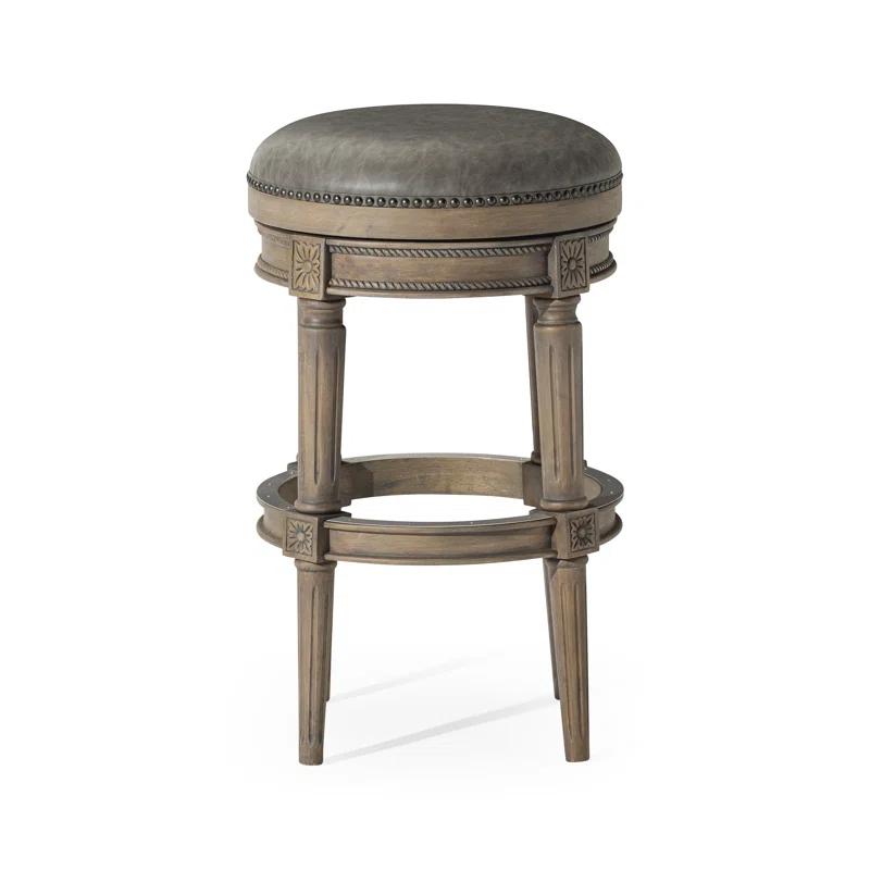 Maven Lane Maven Lane Pullman Backless Bar Stool with Vegan Leather Upholstery